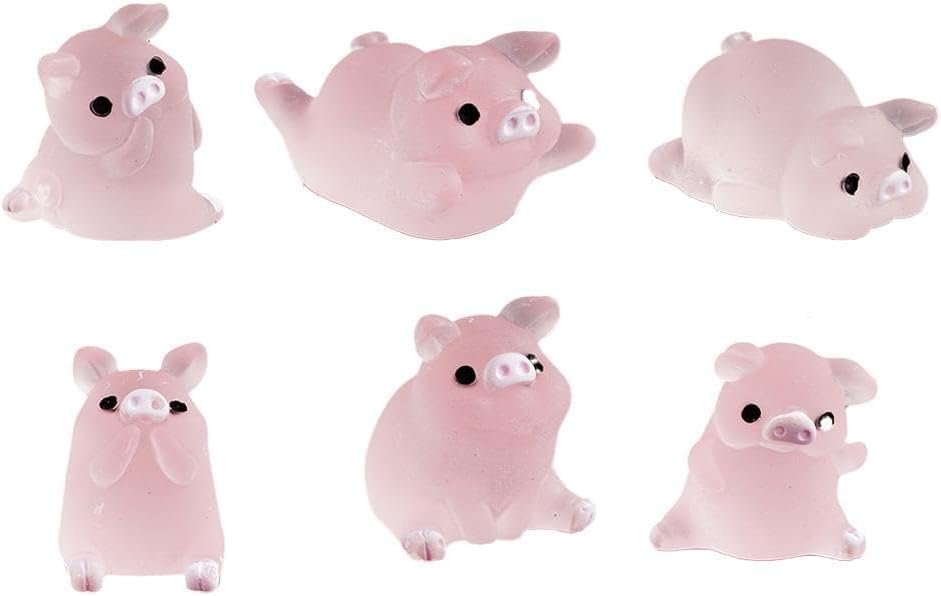 5-Piece Set Cute Pink Pig Doll Car Dashboard Decorative Pig Statue Decoration Resin Cute Pig Desktop Figurine Decoration Crafts for Car Home Desk Collectible Dolls