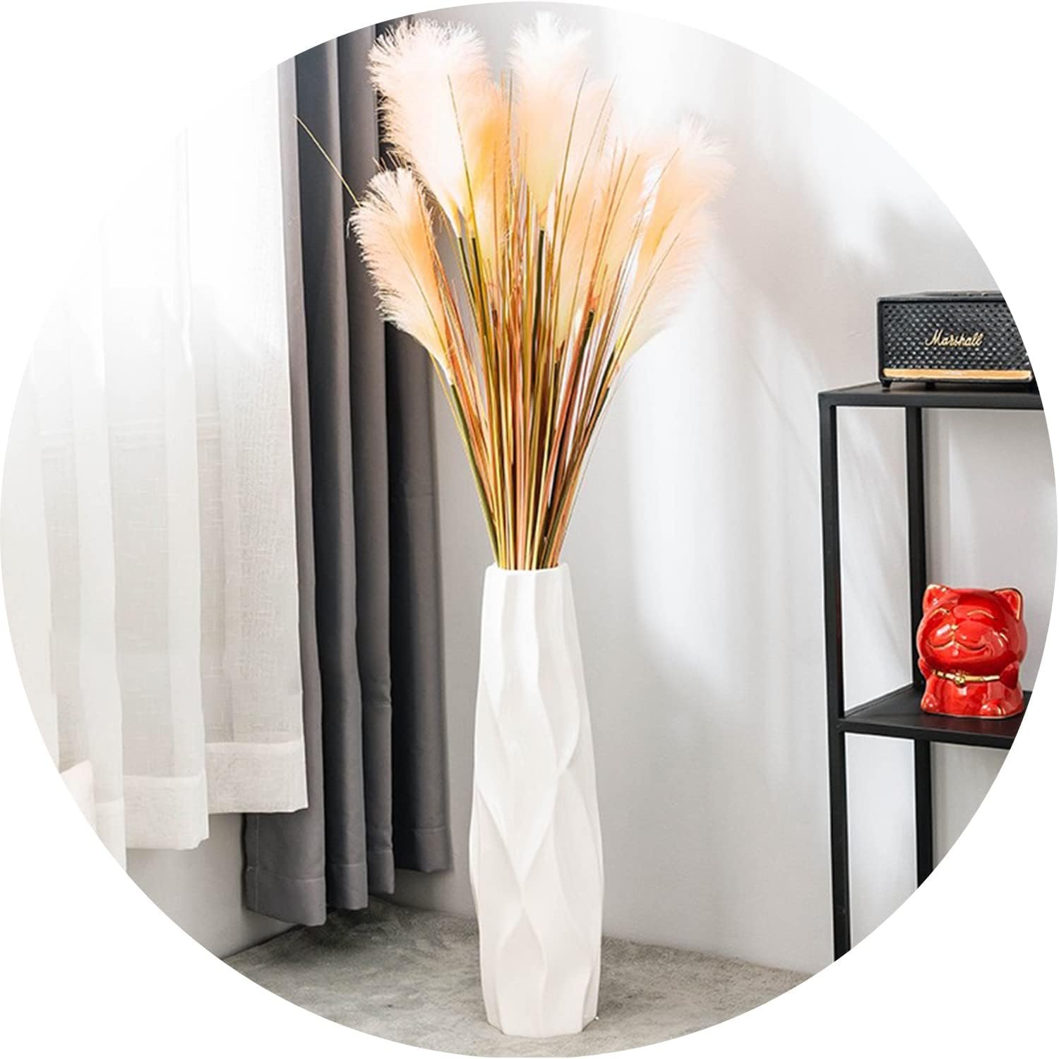 Large Floor Ceramic Vase 17.7 Inches Tall,White Modern Flower Tall Vases For Office, Home,Farmhouse,Living Room Décor,Simple Origami Design Fall Decorative Porcelain flower Arrangement Vase Ideal Gift