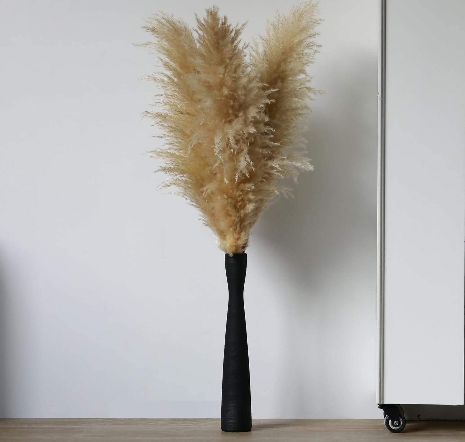 16" Tall Black Ceramic Vase,Floor Vases for Pampas Grass,Minimalist Style Flower Vase for Modern Decor,Tall Skinny Vase for Entryway,Bookshelf,Fireplace,Shelf Decorative,Black 40cm