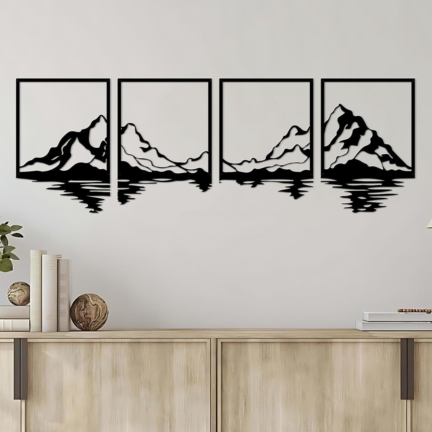 4 Pcs Metal Mountain Wall Art, Large Mountains Wall Decor, Mountain Forest Decorative Painting Suitable For Living Room Bedroom Office Indoor And Outdoor (Mountains Rivers Large) - Image 2